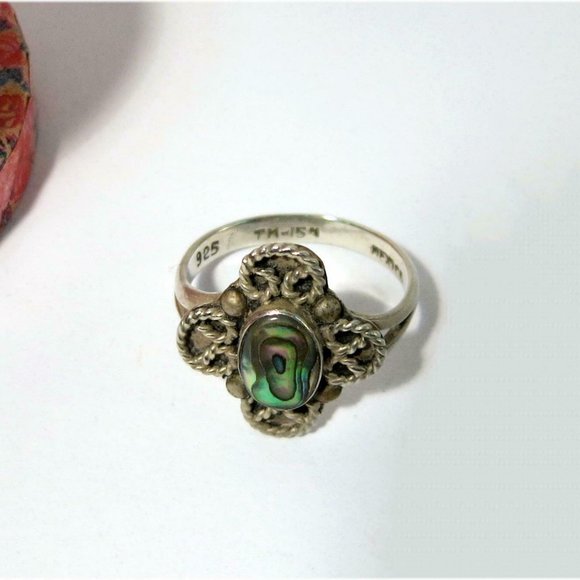 Vintage TAXCO TM-154 Sterling 925 Mexico Silver Ring with Paua Shell - Picture 1 of 8